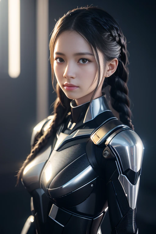 1girl, solo, Long hair, Black hair, Very Long Hair, Shiny hair, Twin Braids, Headset, Blush stickers, Expressionless, 

Tachi-e, 3D Isometric, 

High resolution, Masterpiece, Accurate, Anatomically Corret, Award Winning, Best quality, HD, High details, High quality, Super detailed, Textured skin, UHD, 

Sparkle, Depth of field, Motion lines, Lens Flare, Bokeh, Chiaroscuro, Ray Tracing, Reflection Light, 

3D Rendering, 8K Octane, Cinematography, Conceptual Art, Futurism, Hyperdetailed, Photorealistic, Realism, Surrealism, Verism, 

[bodysuit:exoskeleton mecha:0.3],

Cute girl, girls next door, Japanese, 