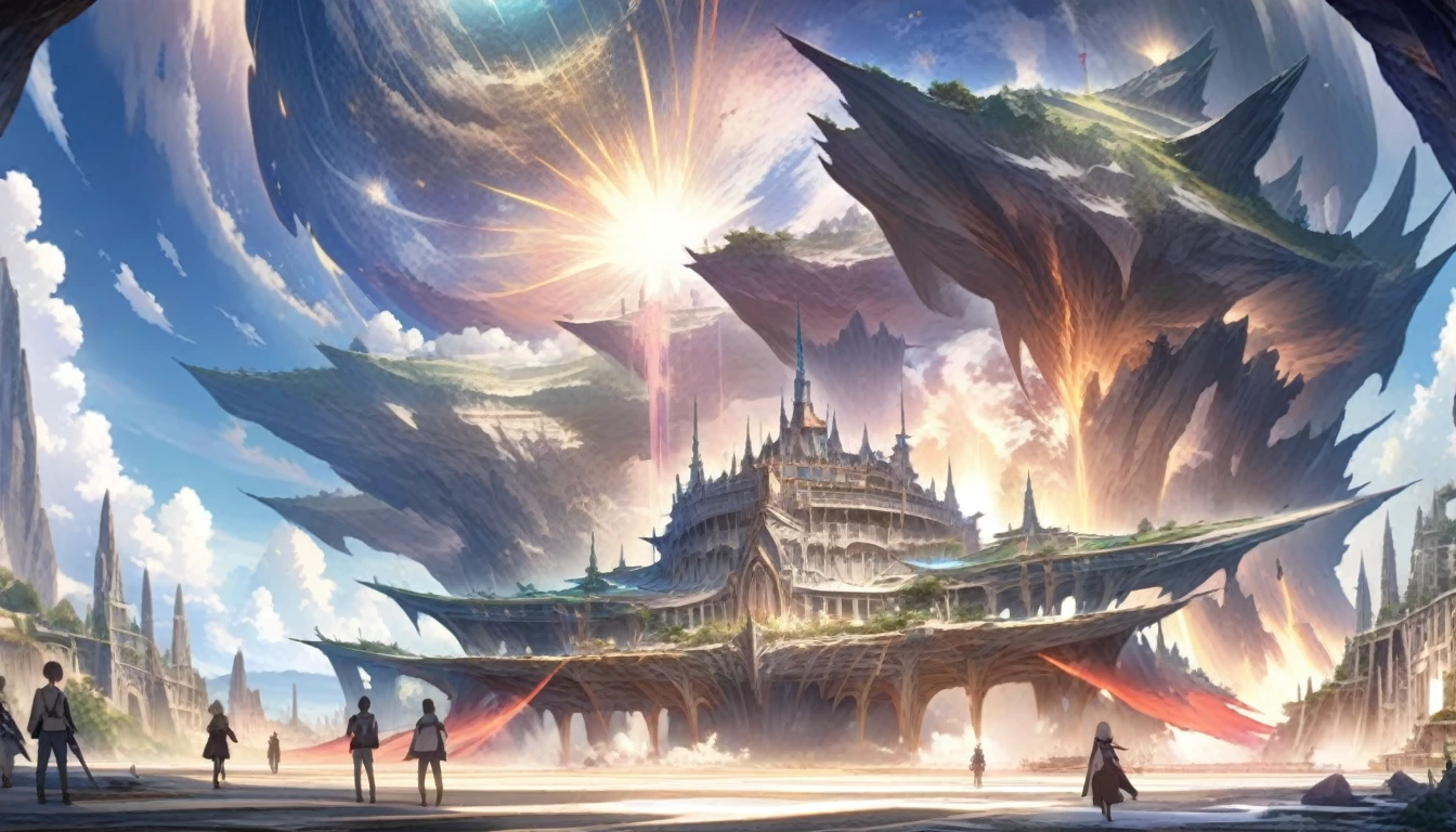 a painting of a beyond-dimensional fantasy world,reality infused with dreams,in a screenshot from the science fiction anime file by makoto shinkai