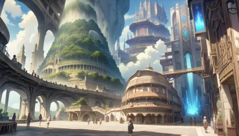 a painting of a beyond-dimensional fantasy world,reality infused with dreams,in a screenshot from the science fiction anime file...