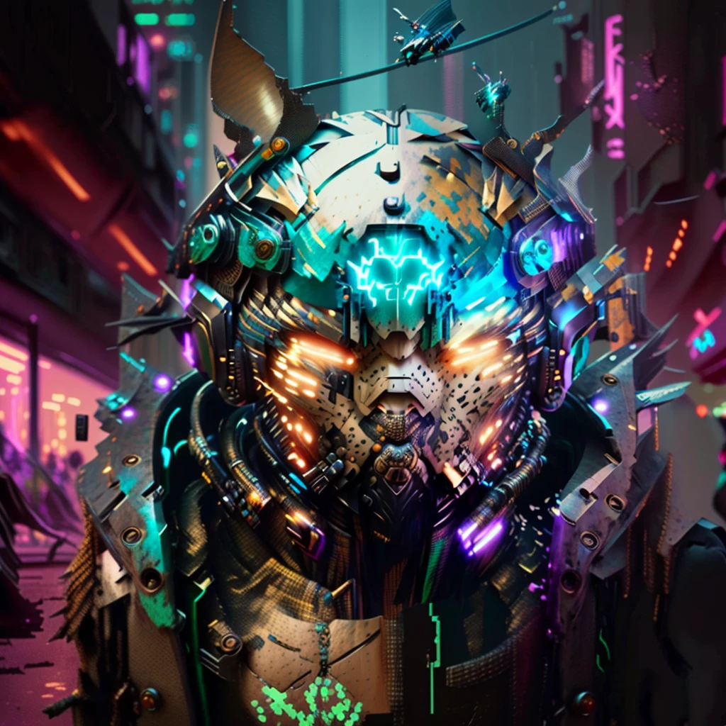 cyberpunk arafed pitbull dog in a spacesuit with a glowing collar with holographic glasses with antennas with headphones, Wojtek FUS, in style of Beetle, Beetle |, style hybrid mix of Beetle, Beetle!!, Beetle artwork, Beetle art, Beetle style, by Mike "Beetle" Winkelmann, stunning digital illustration, cyberpunk pitbull with night vision visor