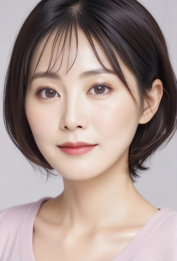 High resolution, Shortcuts, Mature Woman,((Center Parting)),50-year-old women,masterpiece, Highest quality, Ultra high definition, Textured skin, Droopy eyes,Thin lips,black eye,((Mole under left lip, beauty mark)),Thin eyebrows,Thin eyebrows,Japan female in her 60s,Narrow forehead,((Too thin,Too thin eyebrows)),Loose jaw,Low Nose,Deep-set eyelids,very droopy eyes,Slightly droopy thin eyebrows,Small Mouth, droopy eyebrows,ほうれい線,垂れ下がった目, hooded eyes