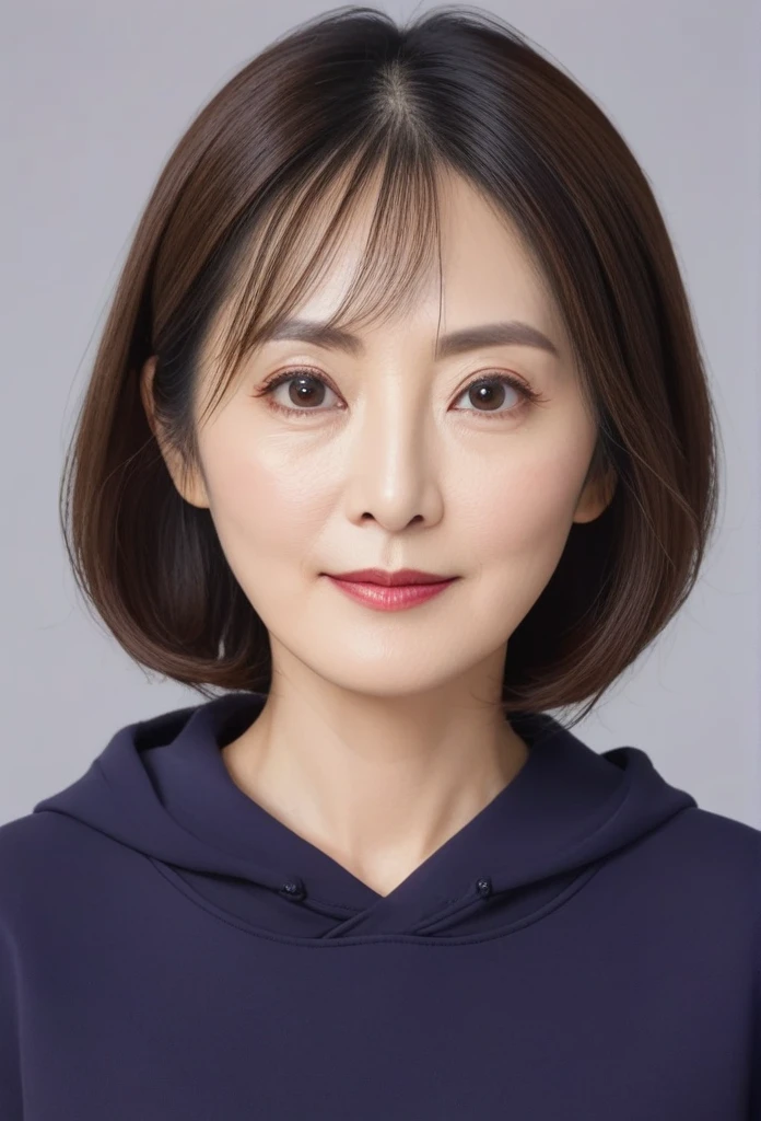 High resolution, Shortcuts, Mature Woman,((Center Parting)),50-year-old women,masterpiece, Highest quality, Ultra high definition, Textured skin, Droopy eyes,Thin lips,black eye,((Mole under left lip, beauty mark)),Thin eyebrows,Thin eyebrows,Japan female in her 60s,Narrow forehead,((Too thin,Too thin eyebrows)),Loose jaw,Low Nose,Deep-set eyelids,very droopy eyes,Slightly droopy thin eyebrows,Small Mouth, droopy eyebrows,ほうれい線,垂れ下がった目, hooded eyes