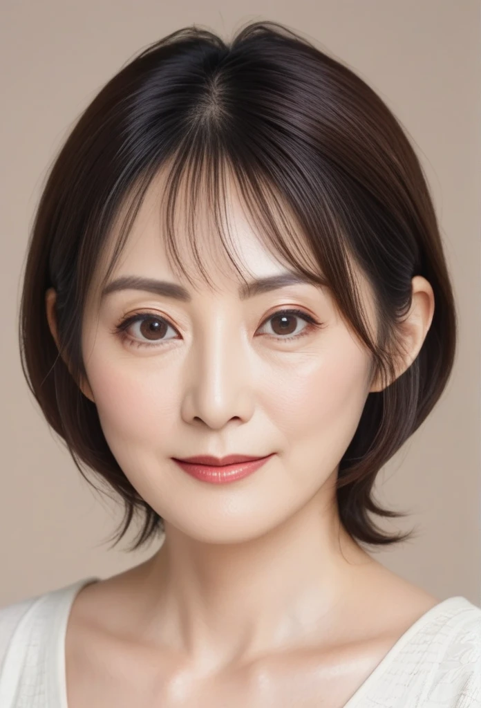 High resolution, Shortcuts, Mature Woman,((Center Parting)),50-year-old women,masterpiece, Highest quality, Ultra high definition, Textured skin, Droopy eyes,Thin lips,black eye,((Mole under left lip, beauty mark)),Thin eyebrows,Thin eyebrows,Japan female in her 60s,Narrow forehead,((Too thin,Too thin eyebrows)),Loose jaw,Low Nose,Deep-set eyelids,very droopy eyes,Slightly droopy thin eyebrows,Small Mouth, droopy eyebrows,ほうれい線,垂れ下がった目, hooded eyes, wrinkles around the eyes,((full body))