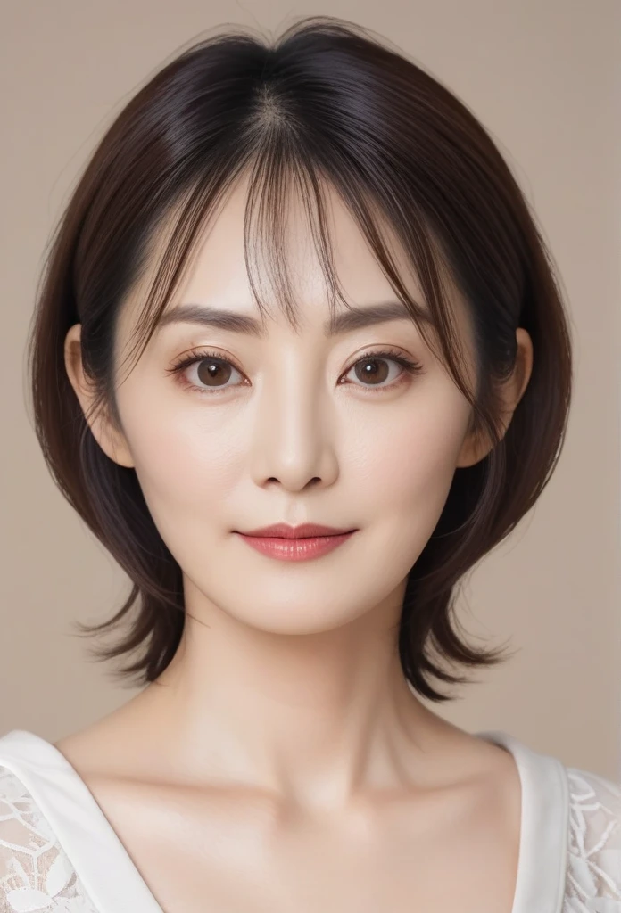 High resolution, Shortcuts, Mature Woman,((Center Parting)),50-year-old women,masterpiece, Highest quality, Ultra high definition, Textured skin, Droopy eyes,Thin lips,black eye,((Mole under left lip, beauty mark)),Thin eyebrows,Thin eyebrows,Japan female in her 60s,Narrow forehead,((Too thin,Too thin eyebrows)),Loose jaw,Low Nose,Deep-set eyelids,very droopy eyes,Slightly droopy thin eyebrows,Small Mouth, droopy eyebrows,Nasolabial folds,Droopy eyes, hooded eyes, wrinkles around the eyes,((full body)),Beautiful legs,thin lower lip,bed room, full body shot