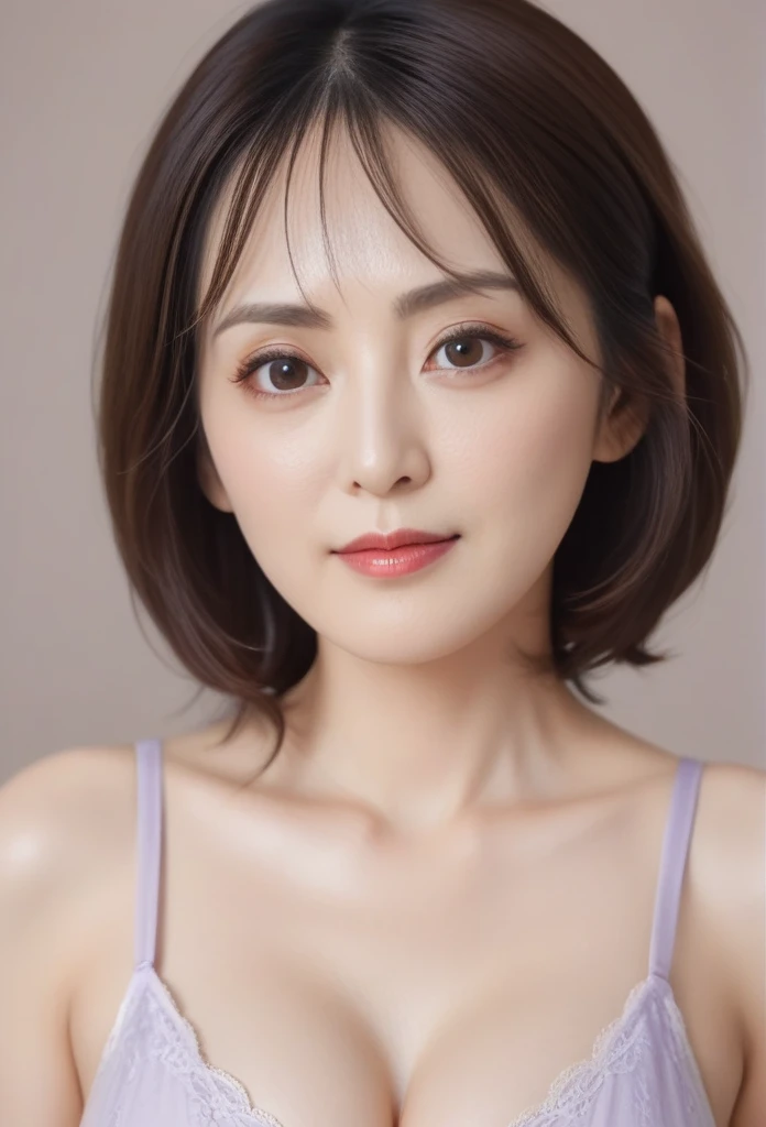 High resolution, Shortcuts, Mature Woman,((Center Parting)),(((50-year-old women))),masterpiece, Highest quality, Ultra high definition, Textured skin, Droopy eyes,Thin lips,black eye,((Mole under left lip, beauty mark)),Thin eyebrows,Thin eyebrows,Japan female in her 60s,Narrow forehead,((Too thin,Too thin eyebrows)),Loose jaw,(Low Nose),Deep-set eyelids,((very droopy eyes)),Slightly droopy thin eyebrows,(Small Mouth), (droopy eyebrows),Nasolabial folds,Droopy eyes, hooded eyes, ((wrinkles around the eyes)),((full body)),Beautiful legs,thin lower lip,bed room, (full body shot),((background,bed room))lingerie((thin lower lip)), dim,wet,ノーメイク, low eyebrows