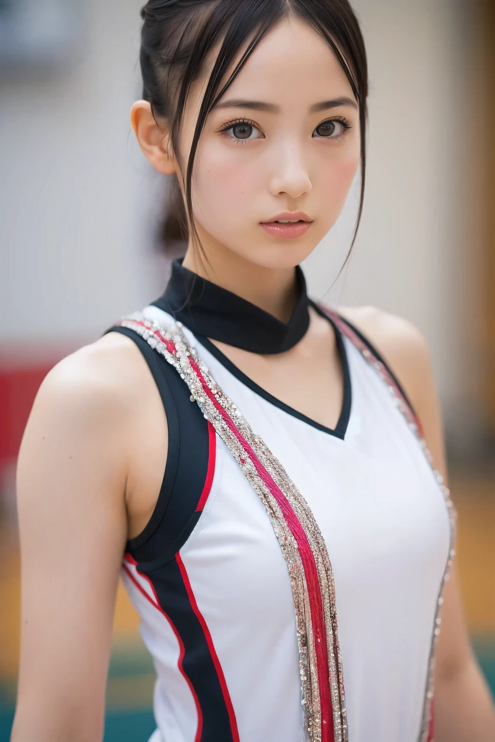 (8k, RAW Photos,Highest quality, High resolution:1.1), (Ultra-realistic:1.4),(Realistic, Realistic:1.3),The Beauty of Japan、Rhythmic gymnastics club、Rhythmic Gymnastics Uniform、((Upper Body:1.3))