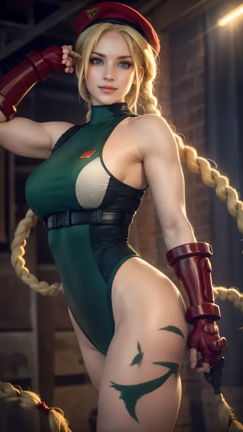 cammy white da street fighter,(best quality, 4k,8k,high resolution,work of art:1.2)(weather: sunny), boxing gym, boxing bag, hig...