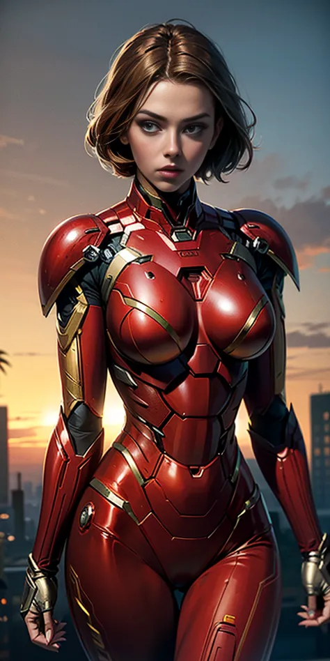 scarlett johansson in iron man armor: mark xlix rescue armor, detailed costume design