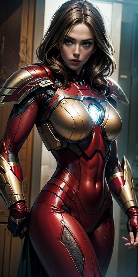 scarlett johansson in iron man armor: mark xlix rescue armor, detailed costume design