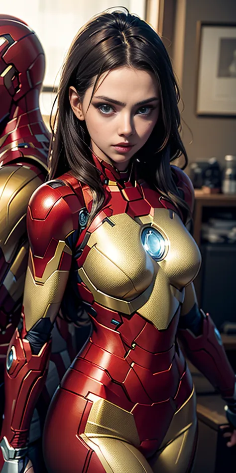 scarlett johansson in iron man armor: mark xlix rescue armor, detailed costume design