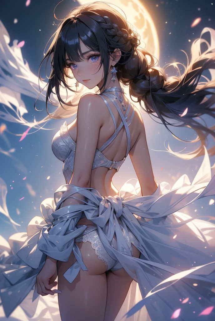 ((masterpiece)), ((Best quality)), (high resolution), (illustration), (an extremely delicate and beautiful), (ultra detailed beautiful face and eyes), nsfw,   1girl, leaning forward,  YukineChris, long hair, purple eyes, twintails, low twintails, ahoge, large breasts,volumetric lightning, moon night,knight_armor
detailed skin texture, detailed, volumetric shadow, anime screencap,Highest quality, Sorceress, ancient babylonian nobility, ((tan skin:1.2)), (brown skin color),Long hair, twin braids, hair ornament, wine colored hair, smile, Below average size breasts, bare shoulders, Leg spread、Groin、Yukine Chris、Wet condition
nude、Wet_shirt,Wet _underwear、tear_underwear
8K, masterpiece, Best_quality, high_resolution, ultra_details, detailed, 1girl, 独奏, looking_at_viewer, upper_body, braid, bangs, white_hair, hair_ribbon, hair_between_eyes, blue shorts、style(open_reg,hip_up)

sidelocks,depth_of_field,french_braid, sharp focus, perfect hands, perfect face, perfect eyes, perfect light, dynamic light, natural light, Masterpiece, Best quality, Cang、green、moon、