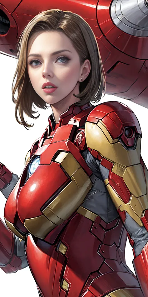 scarlett johansson in iron man armor: mark xlix rescue armor, detailed costume design