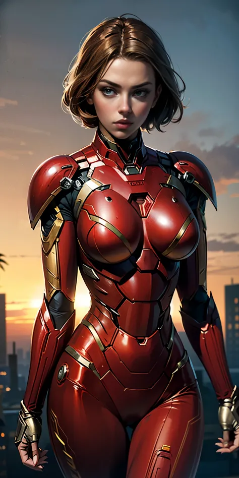 scarlett johansson in iron man armor: mark xlix rescue armor, detailed costume design