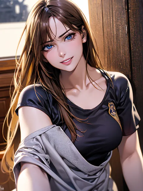 highest quality, ultra-high resolution, (realistic: 1.4), beautiful eyes, super beautiful, beautiful, spouse, rough chest t-shir...