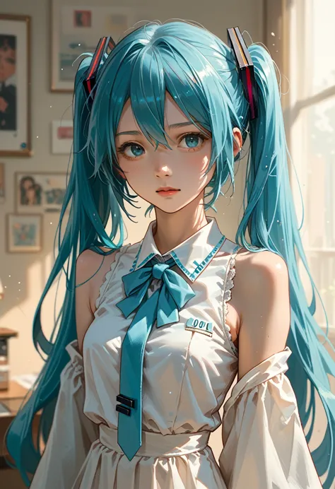 1 girl, hatsune miku, cowboy shot,