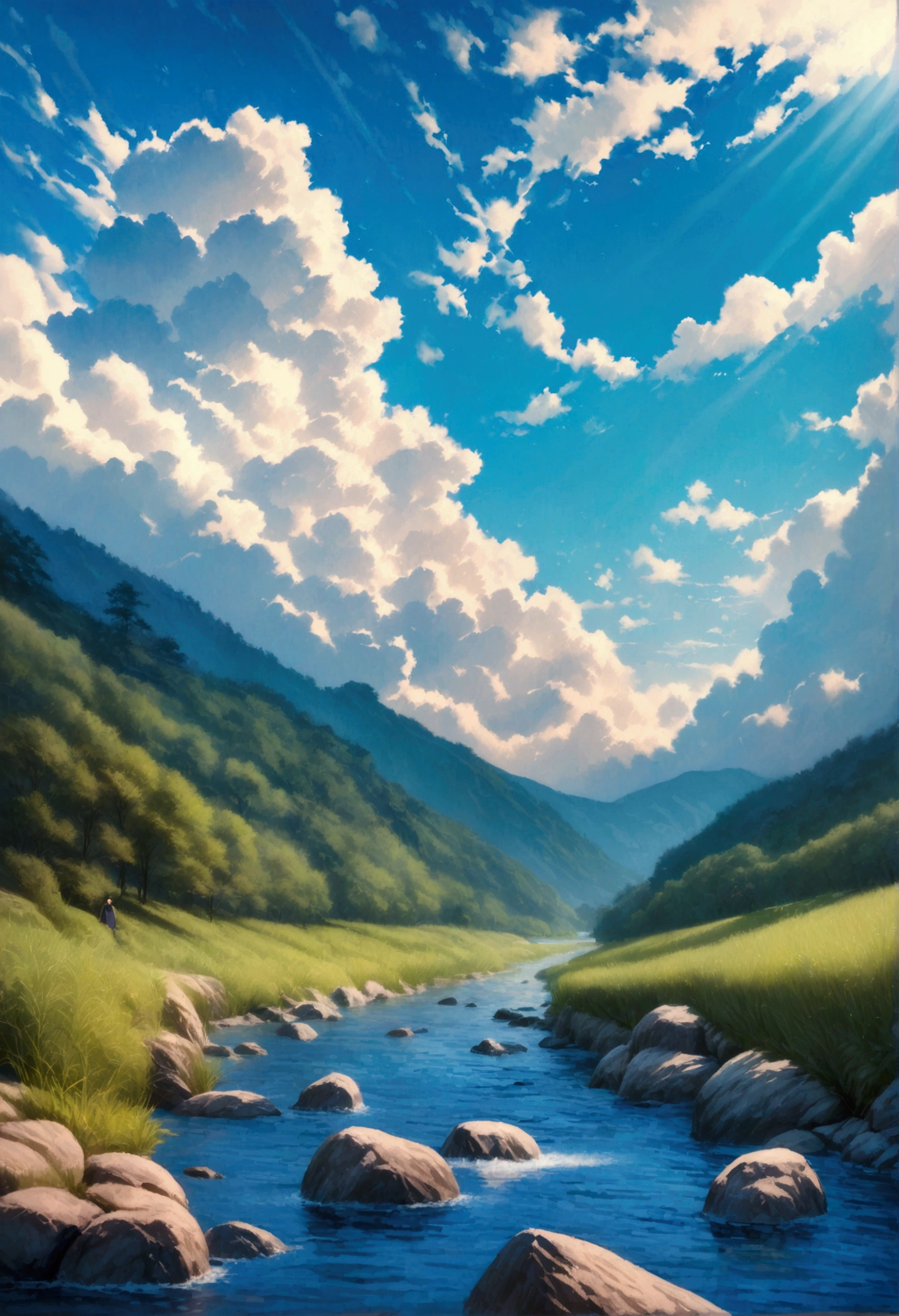 (masterpiece:1.2,Highest quality,Ultra-high resolution,Very detailed,Realistic,RAW Photos:1.2,Elaborate photos),8k,wallpaper,(Ray Tracing),Japan,(Majestic river,Beautiful water surface,Diffuse reflection of light),A photo that expresses clouds and flowing water,