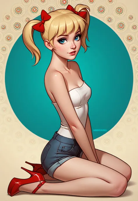 score_9, score_8_up, score_7_up, sherrysketch, portrait, pinup style, 1girl, solo, apommxl, (adult body:1.2), blue eyes, blonde ...