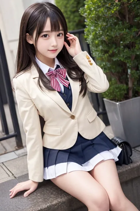 Cute Girls､high school girl､Idol､uniform､blazer､mini skirt､See-through､Fluttering in the wind､sit