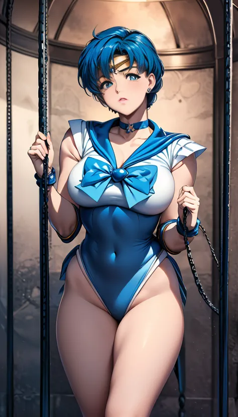 beauty, very cute face, outstanding proportions, best image quality, masterpiece, 8k, soft expression (sailor mercury, attention...