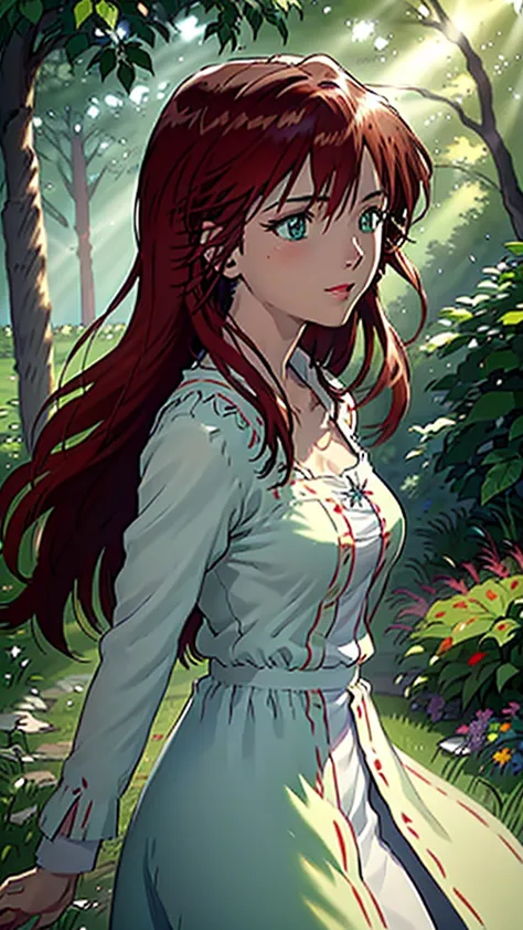 a beautiful detailed portrait of mana kirishima, long dark hair, green eyes, detailed facial features, intricate makeup, elegant...