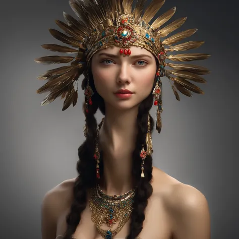 best quality, masterpiece, a high resolution, одon девушка, chönsam, headdress, necklace, jewelry, beautiful face, on_body, tynd...