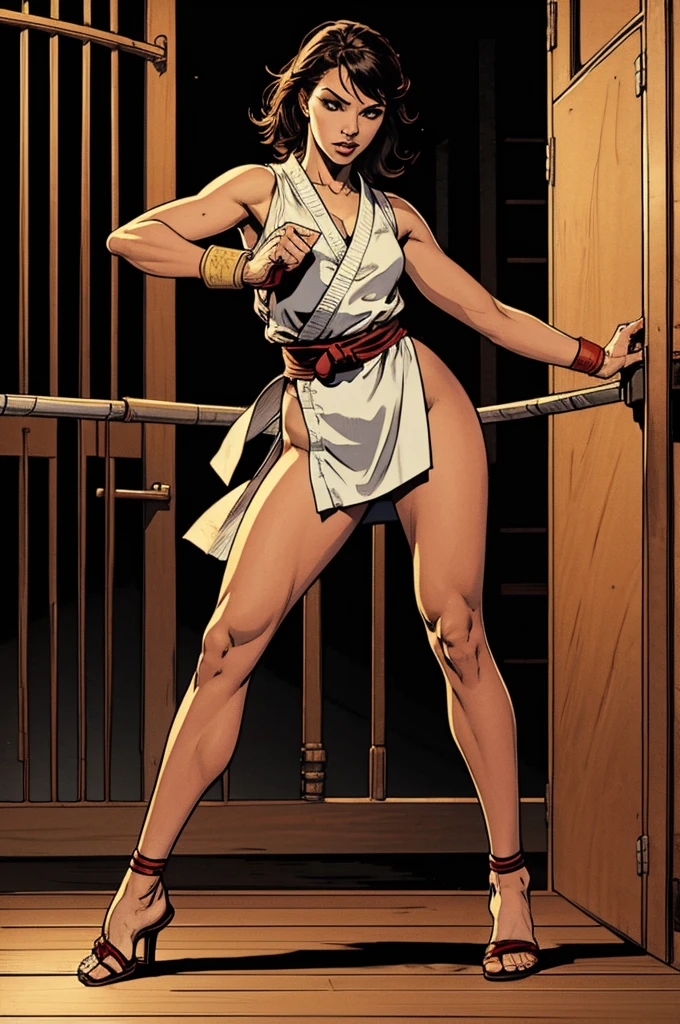 Karateka female, ,full body standing,sensuous