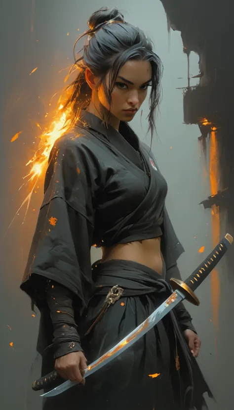 warrior, 2 female, hyperrealism, highly detailed skin, 4k,,, ashley wood art ai,, knife profile picture, organic painting, at ni...