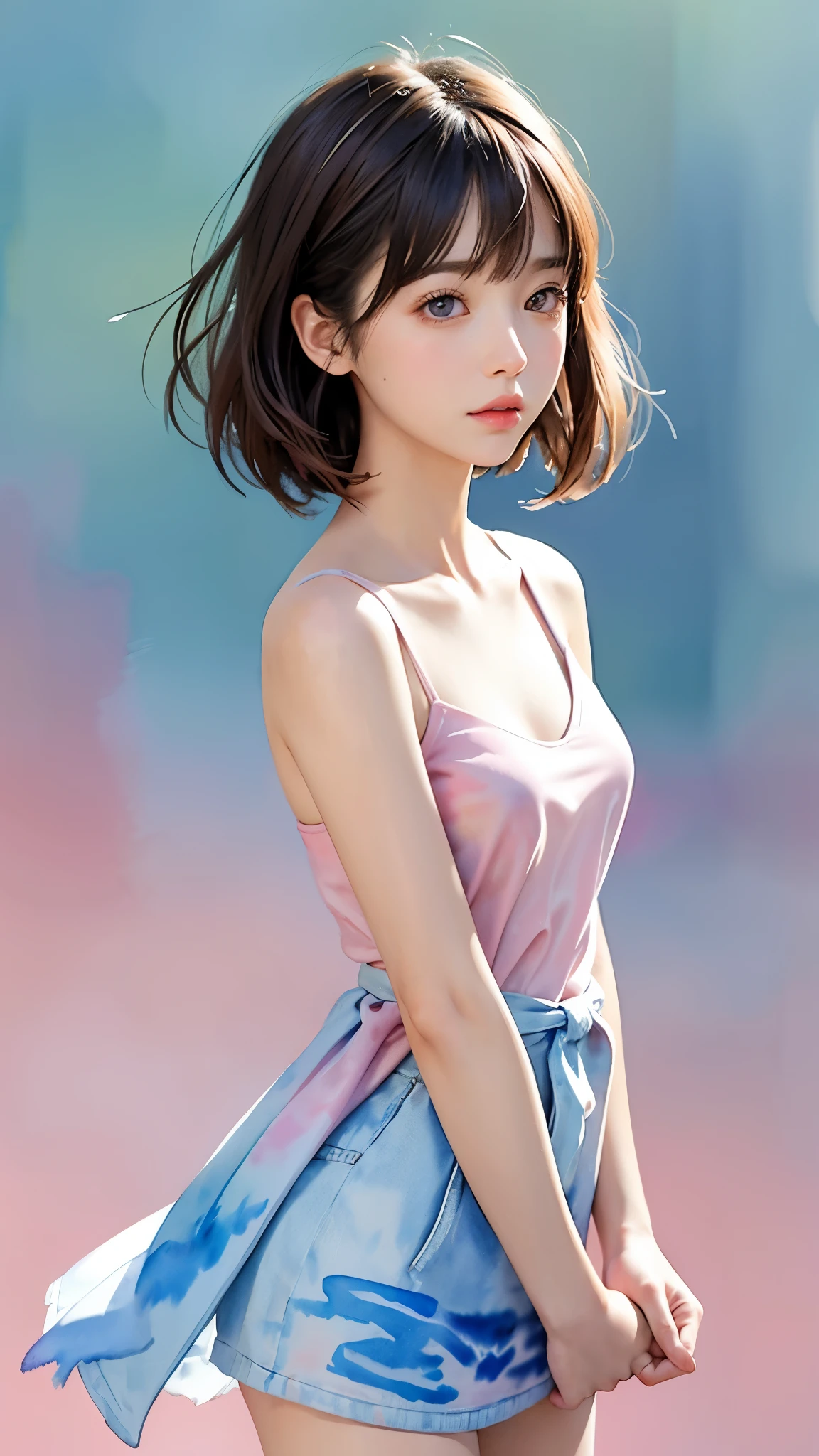 (((Blurred background、Watercolor style background)))、A girl、１６talent、anatomy、Light pink eyes、#11: Loose Low Ponytail、Light pink hair、Small Breasts、Black open collar dress、Transparent lace dress、translucent、Random pose、best quality、high resolution、high resolution、Light、Professional photographer、(masterpiece:1.5)、(best quality:1.5)、(8k:1.2)、(Very detailed:1.2)、(Practical:1.2)、(超high resolution:1.2)、(Highly detailed and Practical skin:1.2)、(Very detailed and clean sharp eyes:1.2)、(Three women sentenced to prison.:1.5)、(Violent sex with multiple men:1.6)、(Overflowing love juice:1.4)、(Once the hiccups:1.5)、rest、(20-year-old woman weight loss:1.3)、(Beautiful eyeliner)、(Beautiful eye shadow)、natural lip color、rest、(White transparent thin underwear:1.2)、（White lace underwear：1.2）、rest、(Long shoulder-length white hair:1.8)、(flat chest：1.8)、（Underwear was torn by many people:1.5）、（The underwear was torn:1.6）、（Shredded panties:1.8）、（（Half naked:1.8））、Not even a ray.、(I&#39;I twitch:1.6)、(blush:1.2)、(ecstasy:1.6),(ending:1.2),(Vulgar:1.2),(stupid:1.2),(steam:1.5),(trembling:1.8),(Tears:1.2),(Slobber:1.5),(Sweat:1.4),(Roll your eyes:1.6)、（The underwear was torn in the middle by multiple people：1.5）、（The underwear is torn in the middle：1.8）、（soak：1.2）、（Multiple people take turns：1.5）、（Overall damage to underwear：1.2）、（Chest compressions：1.5）、（The underwear was torn in many places：1.8）、（UnderwearTorn from top to bottom.：1.2）、（Extensive exposure of genitals：1.8）、（Showing female pink genitals：1.8）、（Exposing breasts：1.8）、（Torn from top to bottom.Exposing body parts：1.8）、（Torn from top to bottom.Exposing the skin of the body：1.2）、（The underwear was torn in many places on the upper body：1.5）、（Exposing breasts：1.5）、（Many people have seen：1.5）、（body fluid：1.5）、（Being touched by many people：1.2）、(Very small：1.3)、(Very small nipples：1.3)Anatomically correct, Anatomically correct, Anatomically correct, Anatomically correct, 