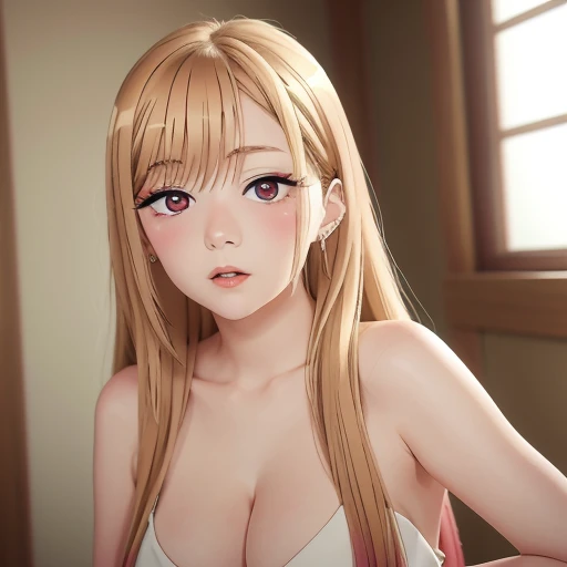 Marin Kitagawa , NSFW, portrait, beautiful, young woman, pale blonde, Long hair, busty girl 