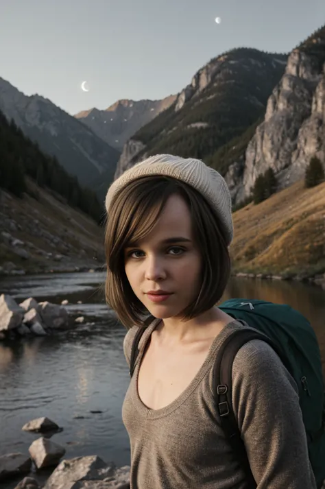 1girl, (1), ellen page, (skinny), ((flat chest)), ((bobcut short light brown hair)), masterpiece, best quality, ultra-detailed, ...