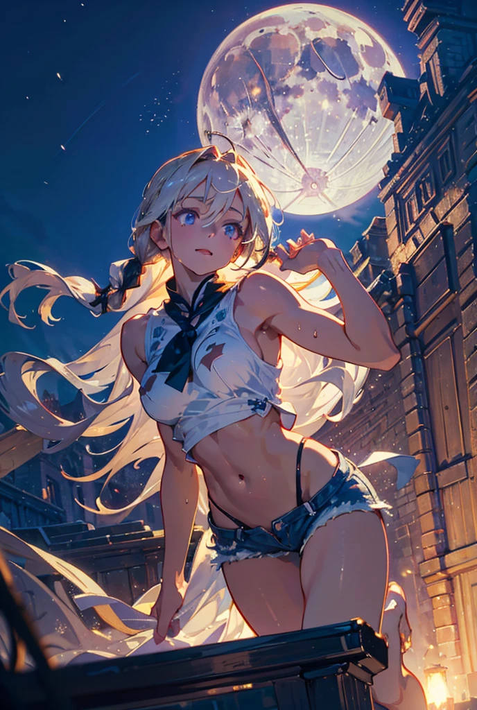 ((masterpiece)), ((Best quality)), (high resolution), (illustration), (an extremely delicate and beautiful), (ultra detailed beautiful face and eyes), nsfw,   1girl, leaning forward,  YukineChris, long hair, purple eyes, twintails, low twintails, ahoge, large breasts,volumetric lightning, moon night,knight_armor
detailed skin texture, detailed, volumetric shadow, anime screencap,Highest quality, Sorceress, ancient babylonian nobility, ((tan skin:1.2)), (brown skin color),Long hair, twin braids, hair ornament, wine colored hair, smile, Below average size breasts, bare shoulders, Leg spread、Groin、Yukine Chris、Wet condition
nude、Wet_shirt,Wet _underwear、tear_underwear
8K, masterpiece, Best_quality, high_resolution, ultra_details, detailed, 1girl, 独奏, looking_at_viewer, upper_body, braid, bangs, white_hair, hair_ribbon, hair_between_eyes, blue shorts、style(open_reg,hip_up)

sidelocks,depth_of_field,french_braid, sharp focus, perfect hands, perfect face, perfect eyes, perfect light, dynamic light, natural light, Masterpiece, Best quality, Cang、green、moon、