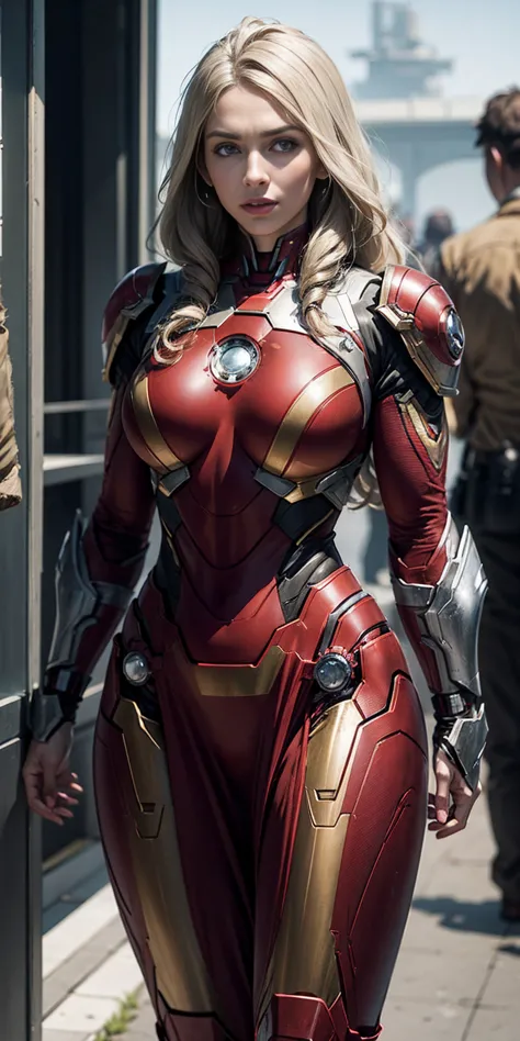 mercedes von martritz in iron man armor: mark xlix rescue armor, detailed costume design