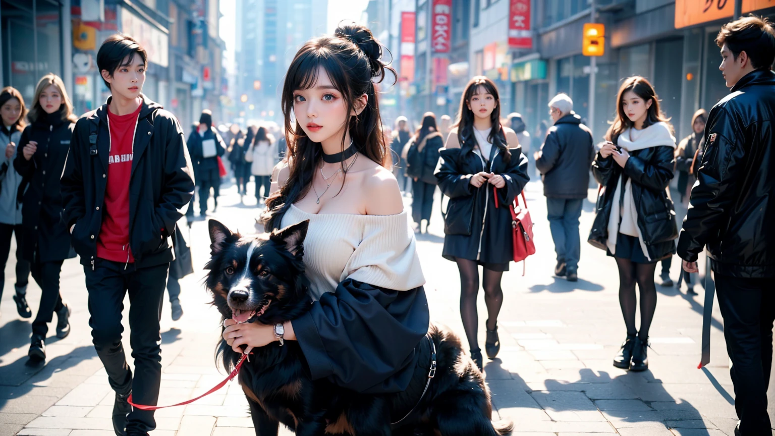 Shameful pose photography，Public Photography。Big breasts girl 2，Snow，Off-shoulder，earphone，Collar，Dog leash tied around girl&#39;s neck，Riding seat，Leg spread 1.03，Mecha COSPLAY，Off-shoulder，  Soaked，CUM CUM  in the chest