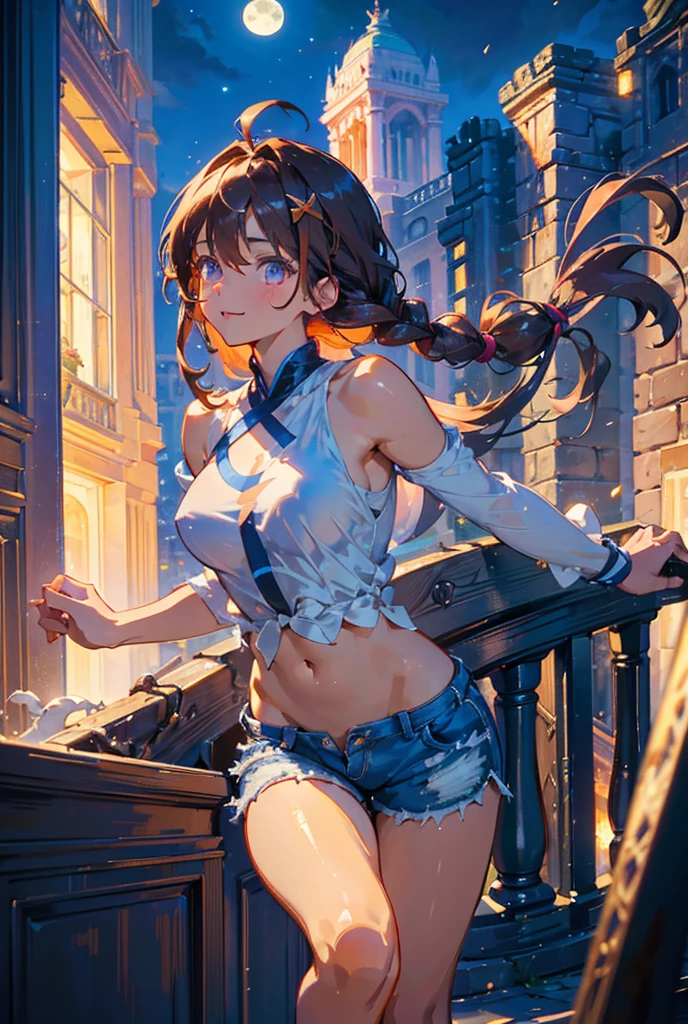 ((masterpiece)), ((Best quality)), (high resolution), (illustration), (an extremely delicate and beautiful), (ultra detailed beautiful face and eyes), nsfw,   1girl, leaning forward,  YukineChris, long hair, purple eyes, twintails, low twintails, ahoge, large breasts,volumetric lightning, moon night,knight_armor
detailed skin texture, detailed, volumetric shadow, anime screencap,Highest quality, Sorceress, ancient babylonian nobility, ((tan skin:1.2)), (brown skin color),Long hair, twin braids, hair ornament, wine colored hair, smile, Below average size breasts, bare shoulders, Leg spread、Groin、Yukine Chris、Wet condition
nude、Wet_shirt,Wet _underwear、tear_underwear
8K, masterpiece, Best_quality, high_resolution, ultra_details, detailed, 1girl, 独奏, looking_at_viewer, upper_body, braid, bangs, white_hair, hair_ribbon, hair_between_eyes, blue shorts、style(open_reg,hip_up)

sidelocks,depth_of_field,french_braid, sharp focus, perfect hands, perfect face, perfect eyes, perfect light, dynamic light, natural light, Masterpiece, Best quality, Cang、green、moon、