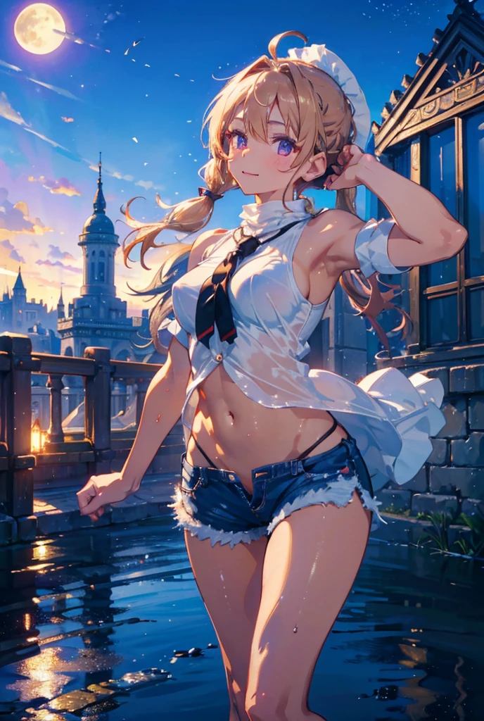 ((masterpiece)), ((Best quality)), (high resolution), (illustration), (an extremely delicate and beautiful), (ultra detailed beautiful face and eyes), nsfw,   1girl, leaning forward,  YukineChris, long hair, purple eyes, twintails, low twintails, ahoge, large breasts,volumetric lightning, moon night,knight_armor
detailed skin texture, detailed, volumetric shadow, anime screencap,Highest quality, Sorceress, ancient babylonian nobility, ((tan skin:1.2)), (brown skin color),Long hair, twin braids, hair ornament, wine colored hair, smile, Below average size breasts, bare shoulders, Leg spread、Groin、Yukine Chris、Wet condition
nude、Wet_shirt,Wet _underwear、tear_underwear
8K, masterpiece, Best_quality, high_resolution, ultra_details, detailed, 1girl, 独奏, looking_at_viewer, upper_body, braid, bangs, white_hair, hair_ribbon, hair_between_eyes, blue shorts、style(open_reg,hip_up)

sidelocks,depth_of_field,french_braid, sharp focus, perfect hands, perfect face, perfect eyes, perfect light, dynamic light, natural light, Masterpiece, Best quality, Cang、green、moon、