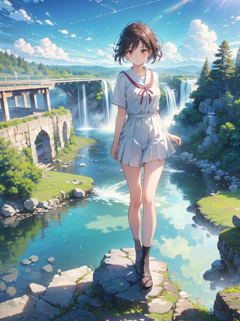 born, masterpiece, Ultra-fine photography,, 最high quality, Ultra-high resolution, ((Nature)), (((A very big waterfall))), (((Great Falls))), (((A very large torii gate:1))), (((Fantastic sky background))), (((Spectacular landscapes))), (((Magnificent sky background))), ((fleshy body)), ((Bob Cut Hair)), (((A large white blouse that lets her underwear show through))), (((A thin red ribbon that is starting to unravel))), ((((女子高bornの制服)))), ((A composition that makes you think about the future)),(((Photogenic beauty))), Realistic, ((Sparkling Splash)), (((Solemn atmosphere))), (Stunningly beautiful woman), ((Golden ratio of the face)), ((Beautiful light reflection)), ((Full body portrait)), ((30-year-old woman)), ((Glamorous body)), (Perfect anatomy), (Perfect anatomical toes), ((Glamorous body)), ((Lewd pose)),  Amazingly beautiful, Dynamic pose, Delicate face, bornきbornきとした目,Highly detailed background, Detailed face, Detailed busy background, nice, High definition skin, Realistic skin details,8k,Digital single-lens reflex camera, high quality,Photorealism,View from below, (最high quality, 8k, masterpiece: 1.3),Ultra-high resolution,Shot with Canon EOS R 6, 一人の女子高born, Perfect anatomy, Perfect anatomical fingertips, Dark brown hair: 1.1, Ultra detailed face, Detailed lips, Fine grain, double eyelid, 美しい女子高born, charm,masterpiece, 最high quality, Russian girls , Looking into the distance, Beautiful Face, Freeze, Shapely legs, Stunned, Dynamic pose, Delicate face, bornきbornきとした目,Highly detailed background, Detailed face, Detailed busy background, nice, High definition skin, Realistic skin details,8k,Digital single-lens reflex camera, high quality,Photorealism,View from below,NSFW,(最high quality, 8k, masterpiece: 1.3),Ultra-high resolution,Shot with Canon EOS R 6, Dark brown hair: 1.1, Ultra detailed face, Detailed lips, Almond-shaped eyes, double eyelid, A beautiful Japanese wife, charm的,