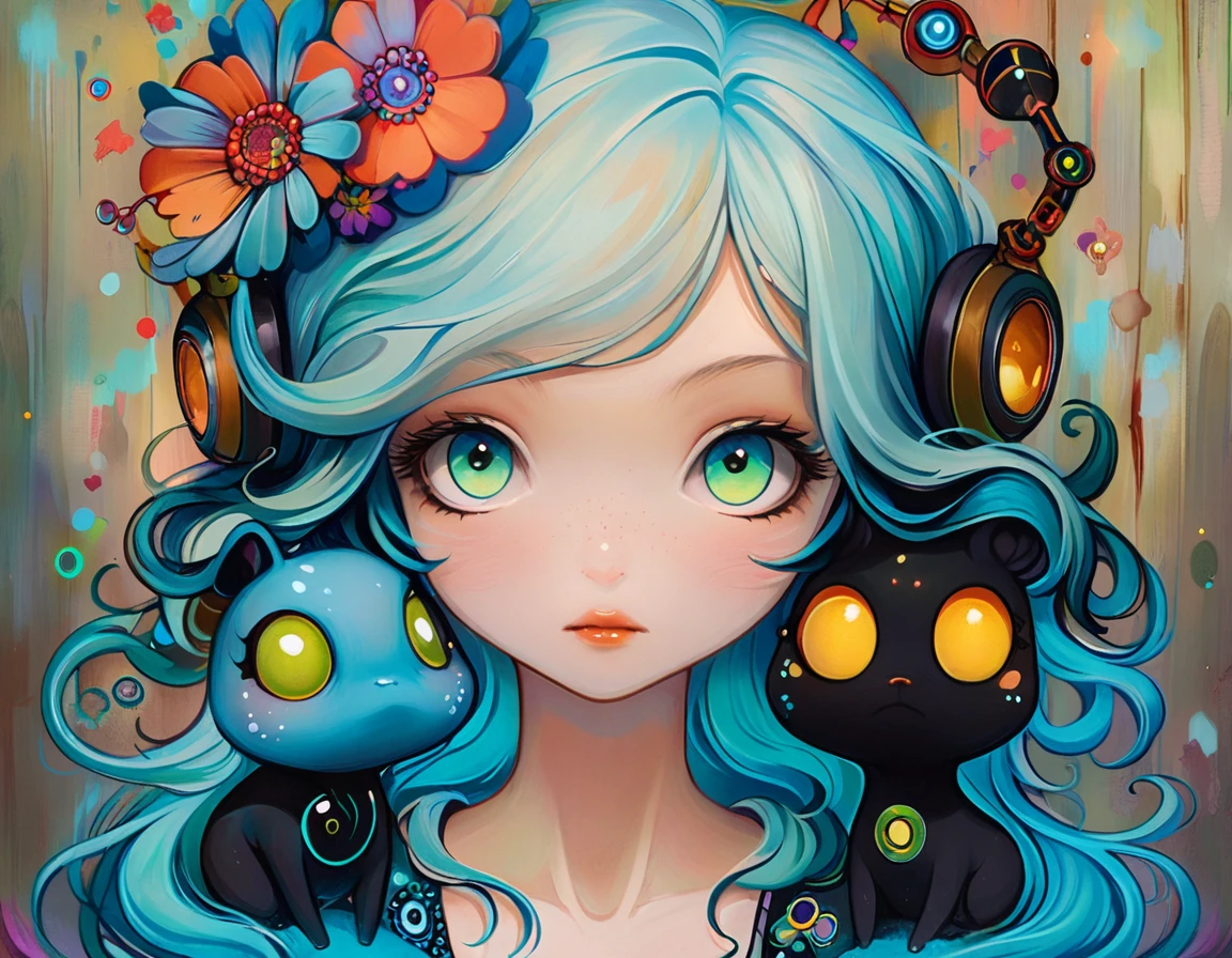 masterpiece,best quality,illustration,style of Jeremiah Ketner, Aptonoth EX with black-blue glowing blue green-blue and black color palette