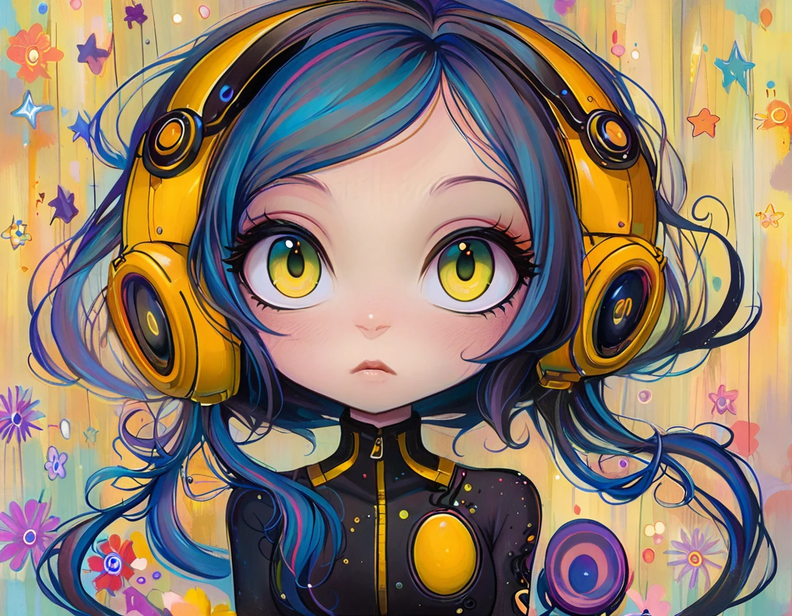 masterpiece,best quality,illustration,style of Jeremiah Ketner, Apypos with black black-yellow and bright-yellow color palette