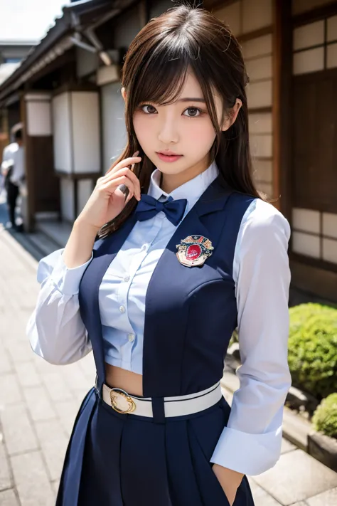 tight fit uniform:1.7(bursting bust,anatomically correct, 1, realistic japan girl, photographer&#39;s lover, she really loves th...