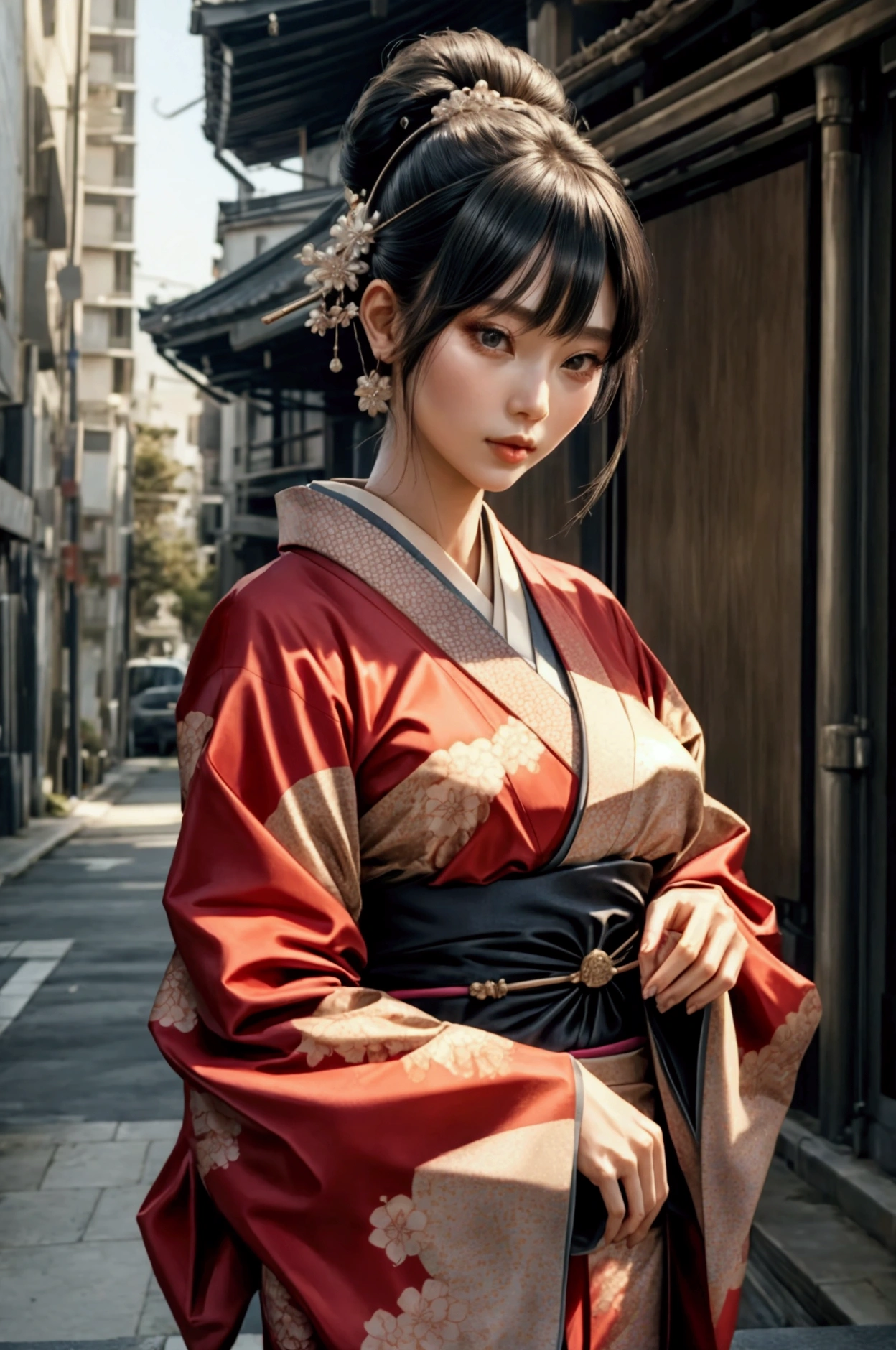 One beautiful woman,Long-sleeved kimono,