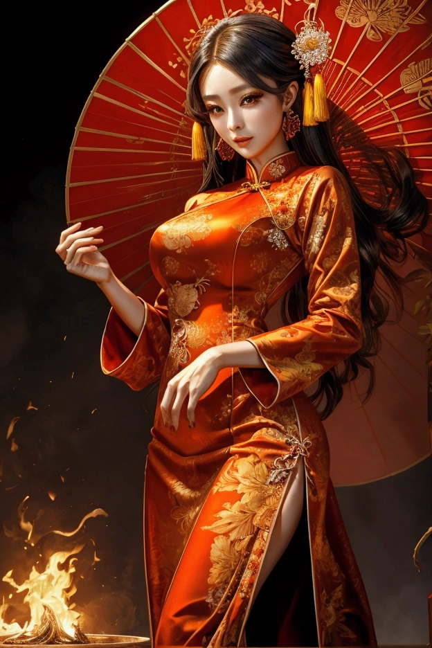 One beautiful woman,China dress,