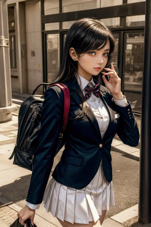 a female student,blazer uniform,