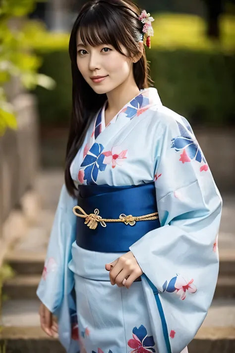 japanese woman in kimono, long hair