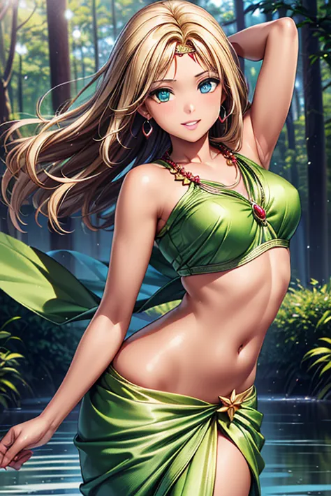 girl posing for photo, animeのcute少女, ((one girl)), ((baby face:1.3)) + ((cute:1.3)), 
break 

((shiny green silk saree:1.5)),  
...