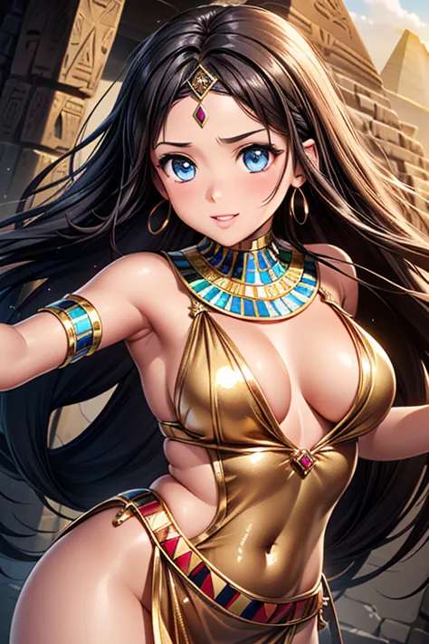 girl posing for photo, animeのcute少女, ((one girl)), ((baby face:1.3)) + ((cute:1.3)), 
break 

((shiny gold egyptian costume:1.5)...