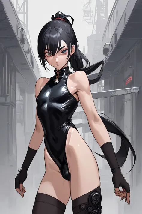 ninja, boy like a beautiful girl,anime art,((((male, covered penis,testicles,bulge,solo,leotard,fusion of sci-fi combat costume ...