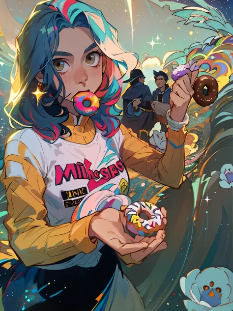 there is a girl that is holding a donut in her hand, by samuel silva, by emerson silva, by judith gutierrez, by felipe seade, by...