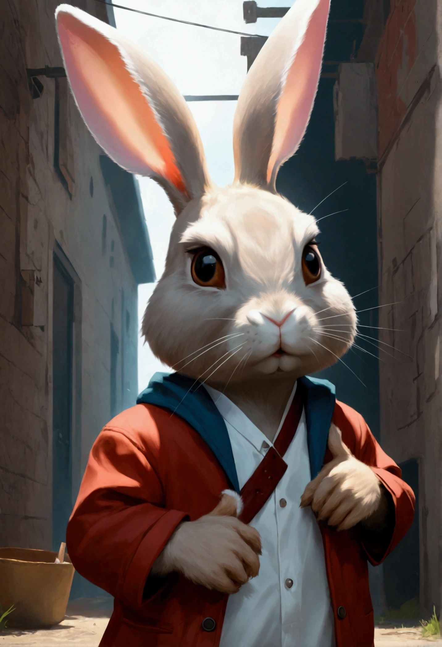  can you make rabbit in a style of thug life, rebellions little rabbit, he looks more like a gangster rabbit