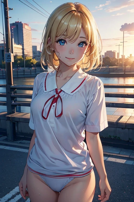 One small woman，5 years， ，One, (background：City Park，Bright Park, ）, Dynamic Angle, Very detailed, shape, close, straight, Just one , She has blonde hair，（（Chedevr），（Highly detailed CG Unity 8K wallpapers），Highest quality，Cinema Lighting，詳細なbackground，beautiful細部までこだわった目，Excellent students，blue eyes，Holding the wet white panties she just took off，（とても良くてbeautiful），（beautiful and detailed description of the eyes），Very detailed，Chedevr，）），High resolution，Very detailed），My face turned red，smile，Desire for dissatisfaction，Primary school students，Child&#39;s body shape，（boring：Short sundress）, Lift-up skirt，(Red dress, beauty, Hilarious, beautiful, Slender body, ) , Revealing panties， [[Gentle fingers and hands:0.55]::0.85],(Finger details)))，Urine stains，From below，，