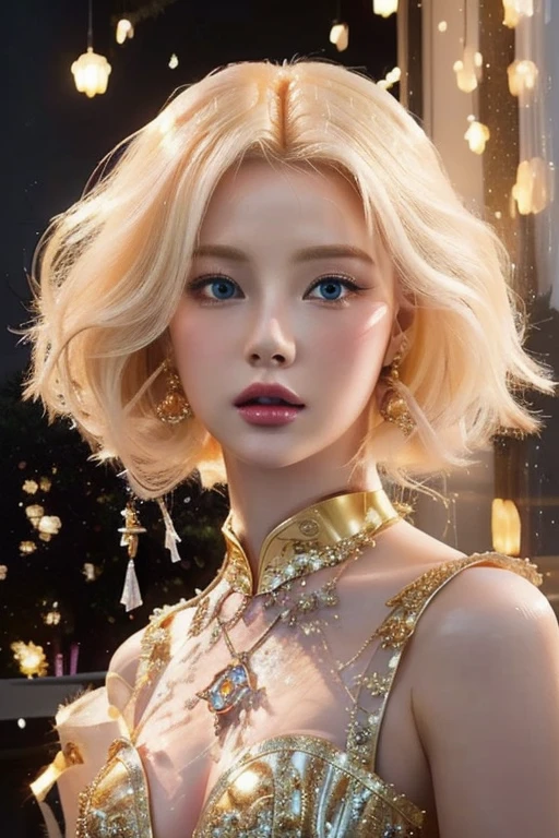 a woman with blonde hair and blue eyes wearing a gold dress, ((a beautiful fantasy empress)), [ trend on CGSociety ]!!, 8k)), intricate Oh!, by Yang J, Beautiful character painting, Oh! |, Oh! loish and clamp style, 8k high quality detailed art, loish and Oh!, a beautiful fantasy empress, portrait of Barbie doll, pale porcelain skin, Barbie doll, beautiful and elegant queen, anime Barbie doll, 